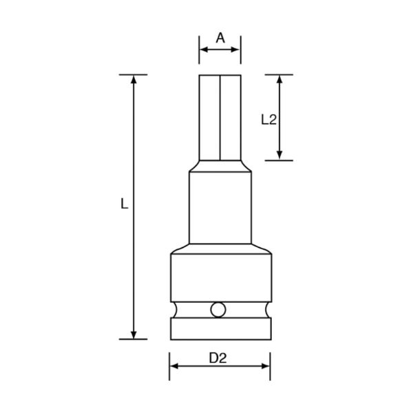 Male Hex Driver 1/2 Drive 1/4 AF