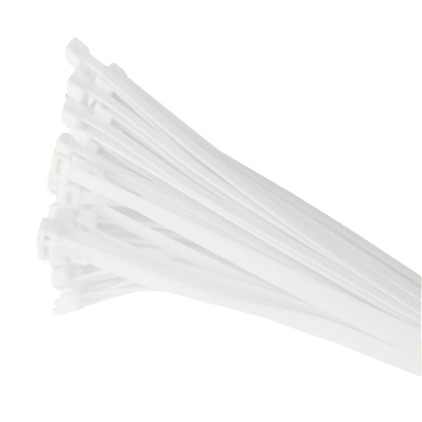 370mm x 4.8mm Quality White Cable Tie - 100 Pack