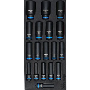 1/2" Drive Impact Deep Socket Set In EVA Foam - 18 Piece